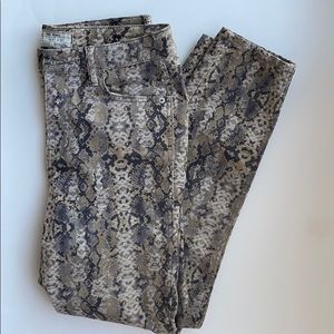 Free People Snake Skin Print Crop Skinny Jeans